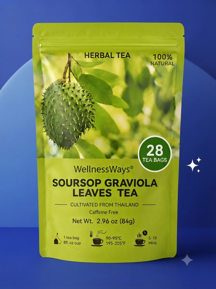 WellnessWays® Soursop Graviola Leaves Tea – Premium Herbal Tea (84g | 28 Tea Bags)