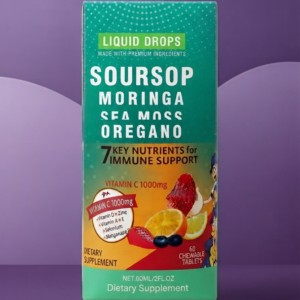 Soursop Moringa Sea Moss Oregano Turmeric & Black Seed Oil Liquid Drops – Premium Herbal Dietary Supplement (60ml)