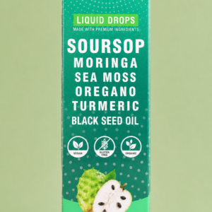Soursop Moringa Sea Moss Oregano Turmeric & Black Seed Oil Liquid Drops – Premium Herbal Dietary Supplement (60ml)