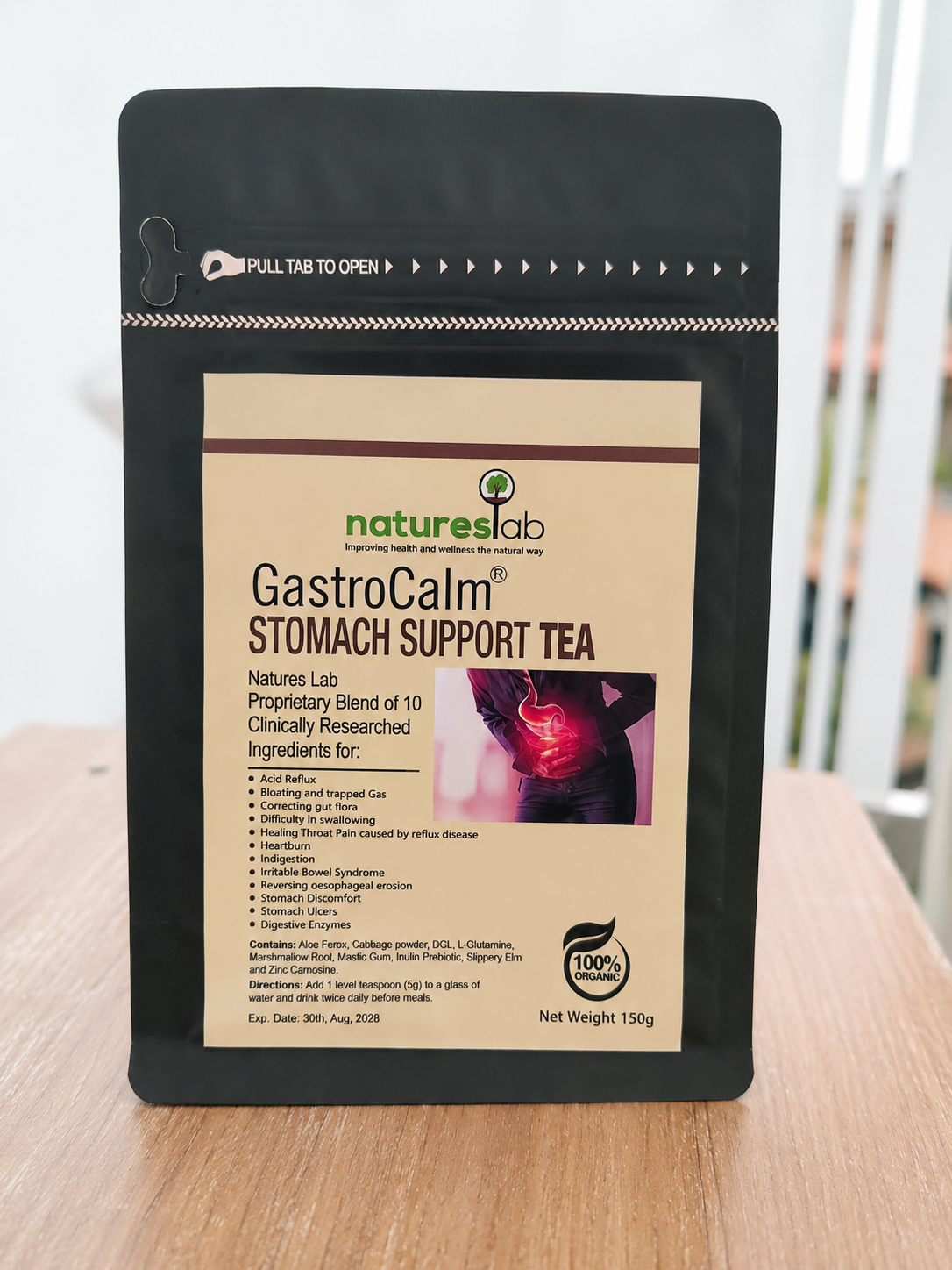 Nature's Lab GastroCalm® Stomach Support Tea – Premium Herbal Digestive Tea (150g)