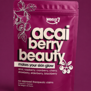 Weekit7 Acai Berry Beauty – 35g (7 Sachets x 5g) | Acai | Raspberry | Cranberry | Cherry | Strawberry | Elderberry | Blackberry