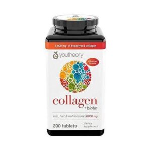 Youtheory Collagen + Biotin (390 Tablets) | an enhanced skin, hair, and nail dietary supplement |  delivers 6,000 mg hydrolyzed collagen.